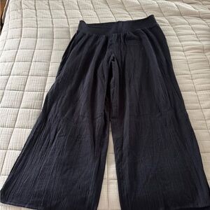 Lands' End Black Gauze Wide Leg Crops